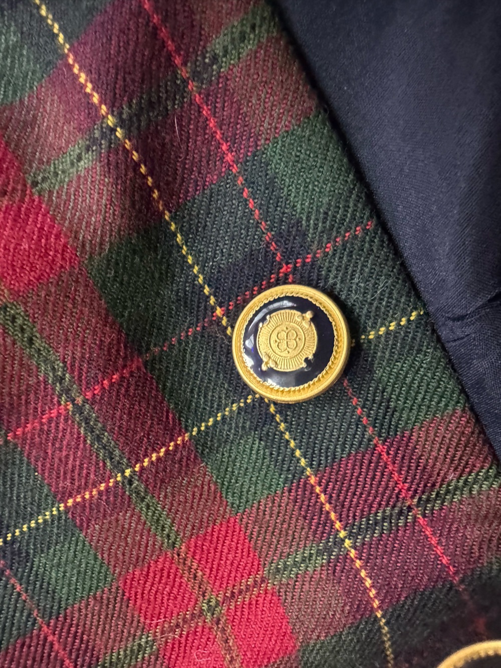 Kasper ASL Red Green Plaid Wool Blazer Gold Buttons Size 10 - Picture 6 of 6